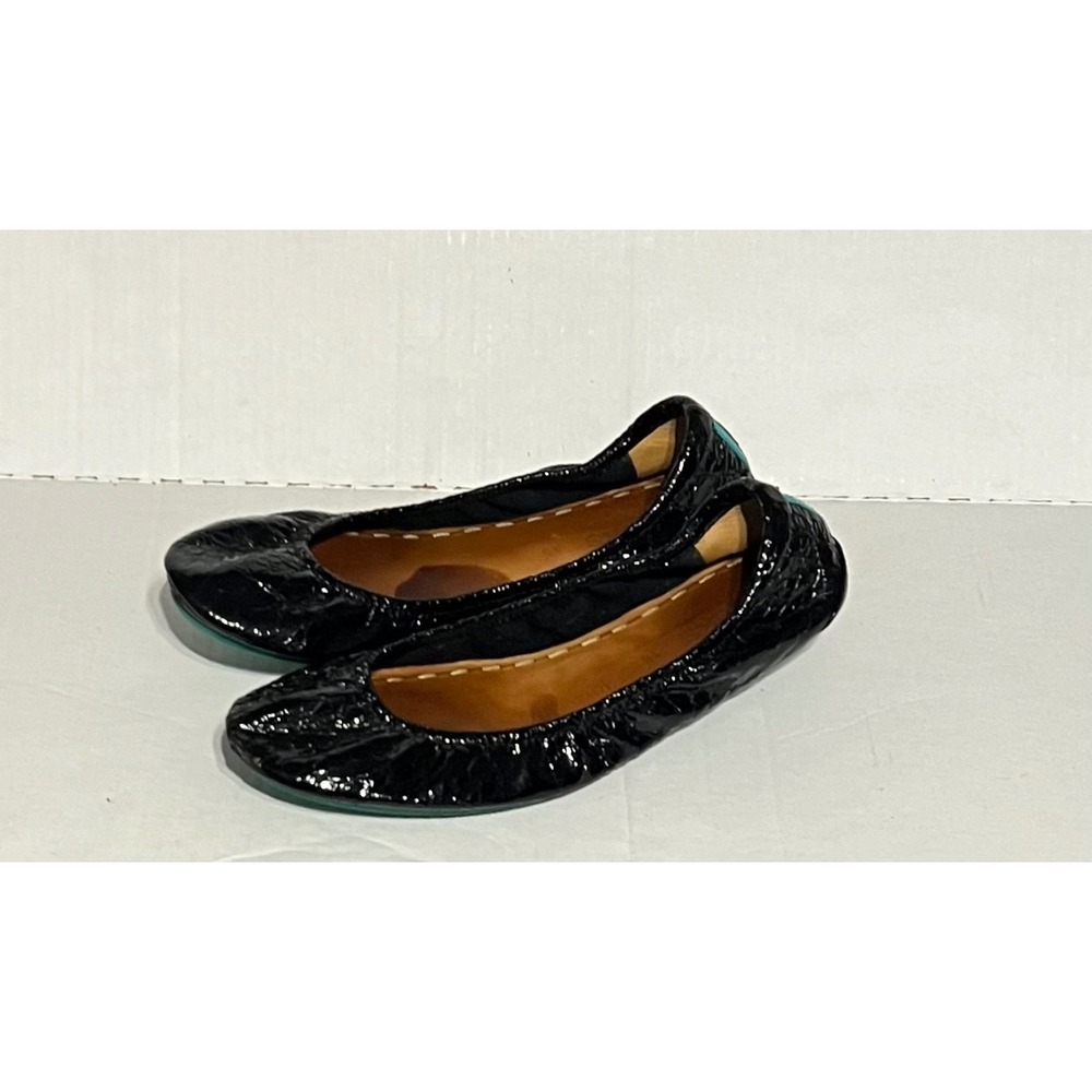 Tieks Obsidian Black Patent Leather Croc Ballet Flats Women's Size 10